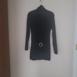 INC Black Turtleneck Sweater Dress with Belted Hip Size S